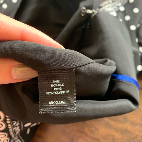 White House Black Market WHBM Black Polka Dot Silk Blazer Jacket - Picture 10 of 10